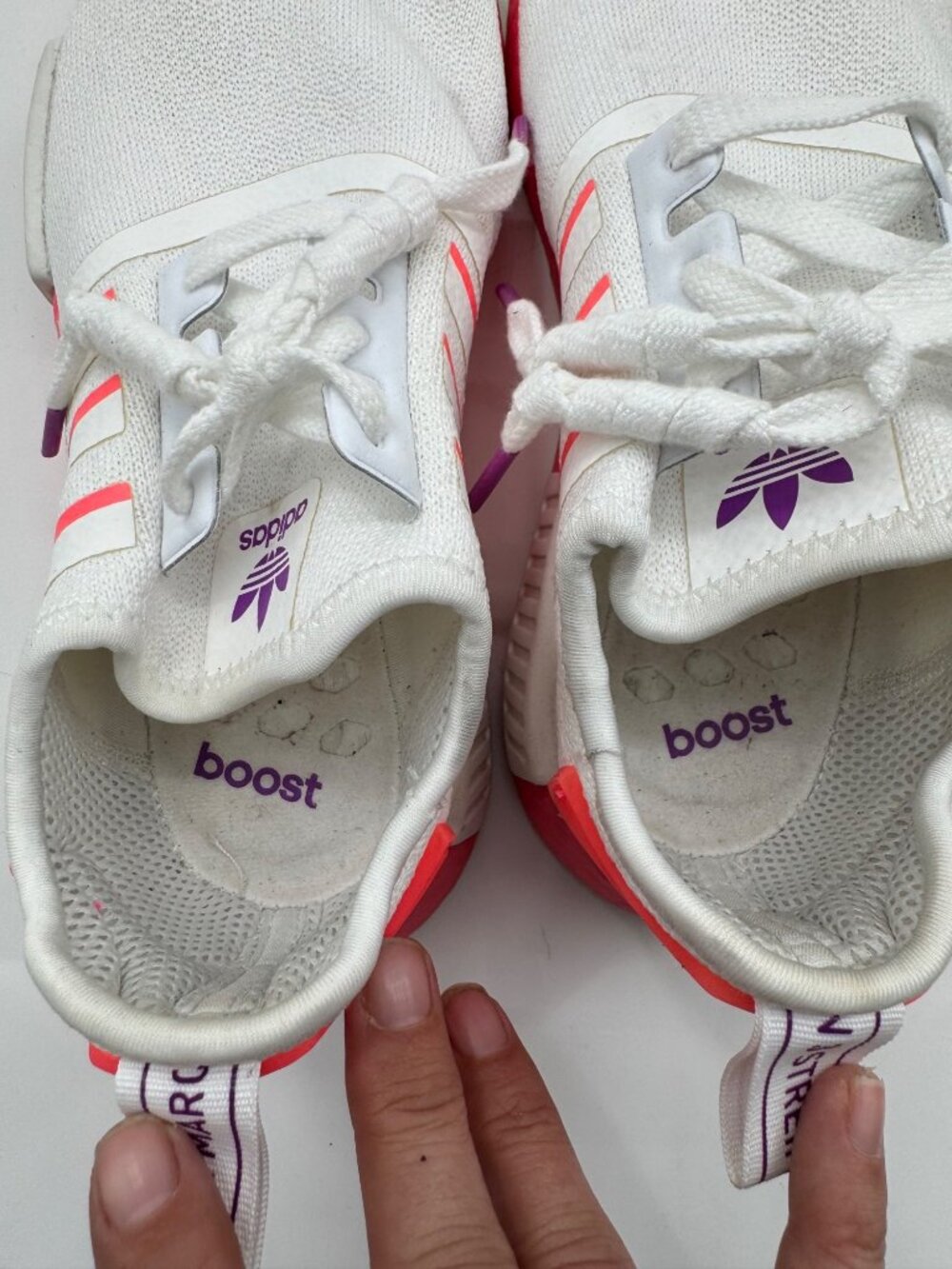 Adidas NMD_R1 Womens Shoes White & Neon Pink Size 7 Lightweight Sneakers - Picture 10 of 11